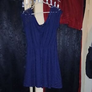 As U Wish Navy Lace Mini Dress